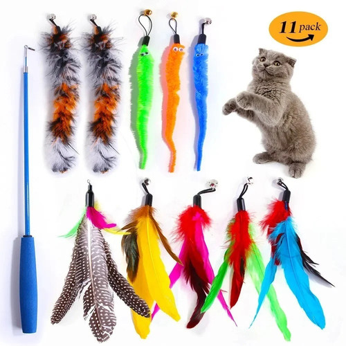 11pcs kitten toy cat feather - 11pcs,