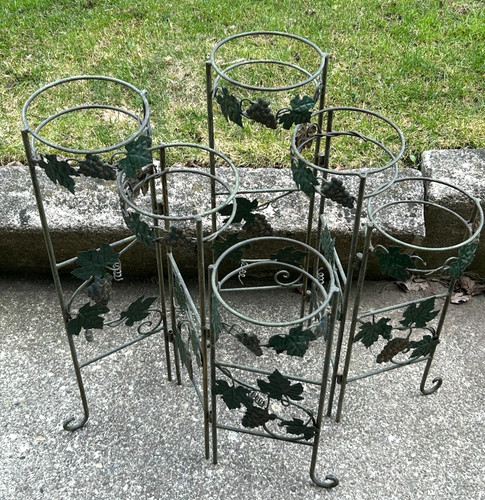 Pair vintage wrought iron ivy - pair,
