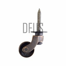 SOLID BRASS CASTORS 1" SCREW PLATE. BRASS, CHROME, ANTIQUE EFFECT, CERAMIC WHEEL