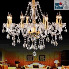 Geniune K9 Crystal Chandelier CLEAR GOLDEN 2/5/6/7/8/10/15/24 Arms Table Floor