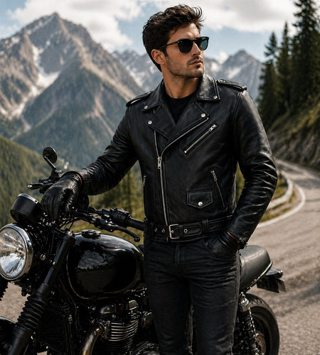 Leather motorcycle biker - motorcycle,
