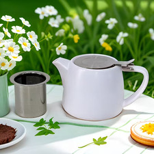 Ceramic Hospitality Stump Teapot 19oz/550ml with Stainless Steel Infuser and Lid