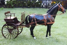 Painted vintage Sindy horse gig cart leather harness diorama set 1:6 scale model