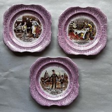 Lot of 3 VTG Charles Dickens 6” Plates Sandland Ware Hankey England CHARMING!