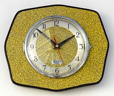 NEW 26cm Mid Century Yellow Wall Clock - Atomic Retro Vintage French Formica