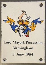 Lord Mayor’s Procession, Birmingham 2 June 1984 Small Enamel Metal Sign