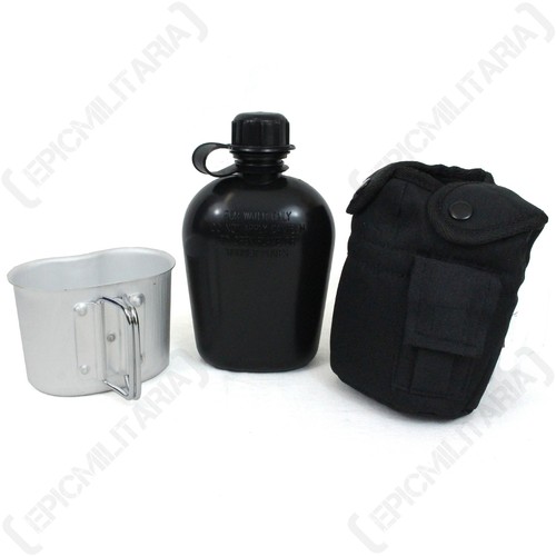 Black water bottle with - water,