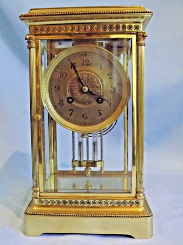19c french glass clock by - 19c,