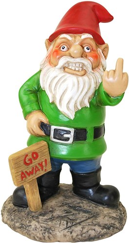 Middle finger garden - middle, gnome