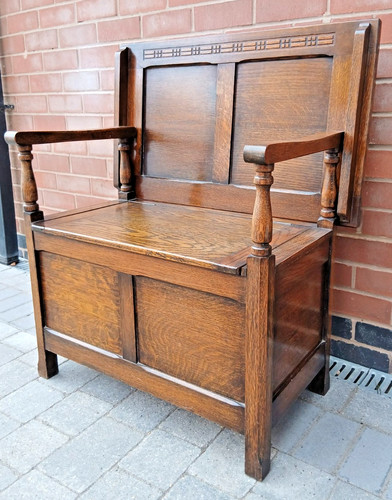 Antique oak monks bench - oak,