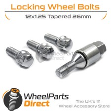 12x1.25 Lock Bolts for Peugeot 106 (3 Stud) [Mk1] 91-96 on Aftermarket Wheels