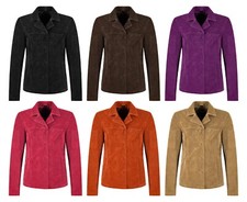 Woman’s Real Suede Leather Classic Blazer Style Box Buttons Jacket Jennifer