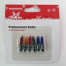Woolworths x6 Spare Christmas Fairy Coloured Lights Bulbs 2.5v 0.25w NOS Green
