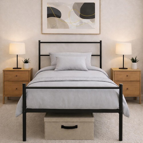 Single metal bed frame heavy - metal,