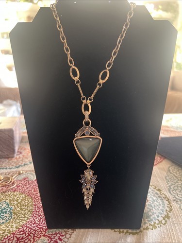 Edwardian deco brass necklace - brass,