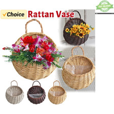 Hanging Wicker Wall Planter Basket | Handmade Rattan Flower Pot | Garden Balcony