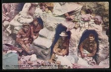 Postcard Tommy At Home In German Dug-Outs, British Soldiers Have Been In German 
