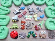 1x Mini Craft Mould: NATURE GARDEN Themed (Bugs Insects Animals Birds) Clay PMC