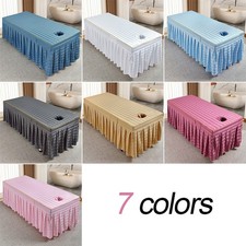 Striped Beauty Salon Bed Cover with Face Hole Fitted Massage Table Skirt for Spa