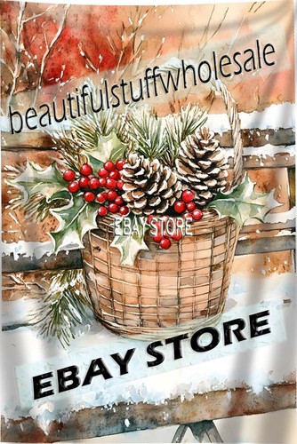 Winter basket tapestry rustic - basket,