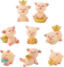 8Pcs Resin Mini  Piglet DIY Gardening Micro Landscape Resin Decoration Piglet De