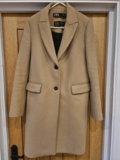 Zara Manteco Wool Blend Coat Camel Size S