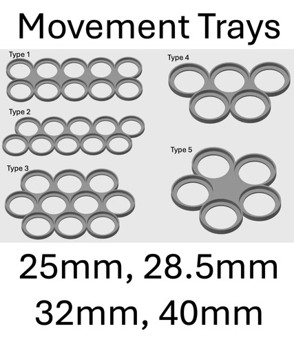 Movement trays 25mm 28mm - movement, 32mm