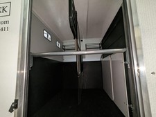 White, large converted horse box trailer, mobile salon, home office, clinic