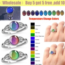 （Wholesale）Fashion Gemstone Mood Ring Womens Temperature Change Colors Jewelry