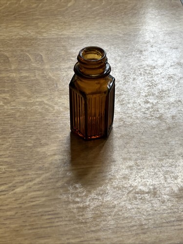 Vintage amber ribbed - amber, glass