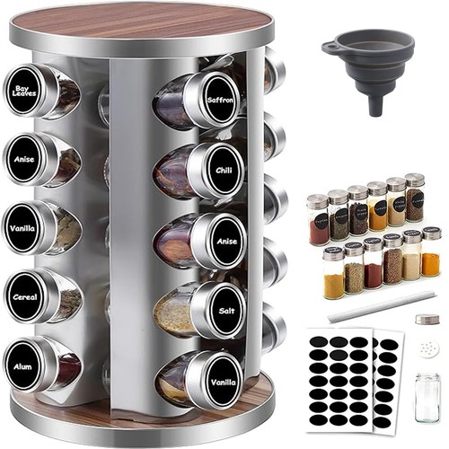 Rotating 360 spice rack with - spice,