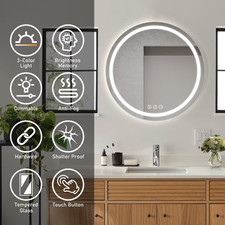 Round Bathroom Mirror with LED