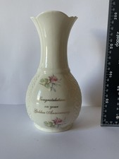 Rare Vintage Large Donegal China Vase Golden Anniversary Retro Ireland Irish Era