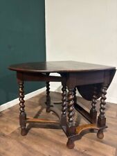 Vintage Dark Oak Gate-leg Table On Barley Twist Supports