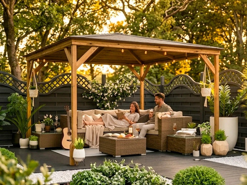 Wooden garden gazebo 3m - wooden,