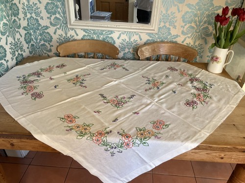 Vintage embroidered tablecloth