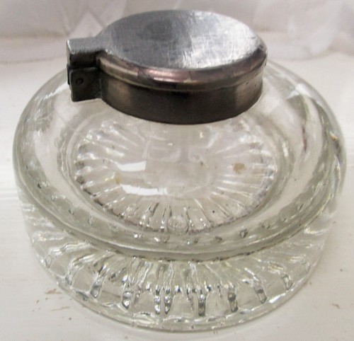 Antique glass inkwell - inkwell,