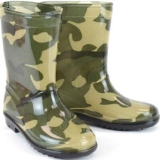 KIDS ARMY CAMO WELLIES BOOTS