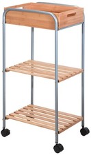 3 Tier Bamboo Kitchen Storage Trolley Wheels Wooden Serving Organiser Rack Cart