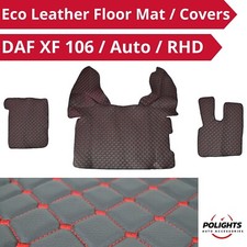 Black & Red Floor Mat Covers Eco Leather for DAF XF 106 Auto Right Hand Drive