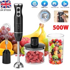 4-IN-1 Hand Blender 500W Electric Stick Curry Puree Food Mixer Whisk & Chopper