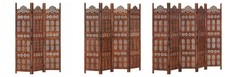 Wooden Room Divider Solid Wood Handmade Folding Screen Separator Panels Brown