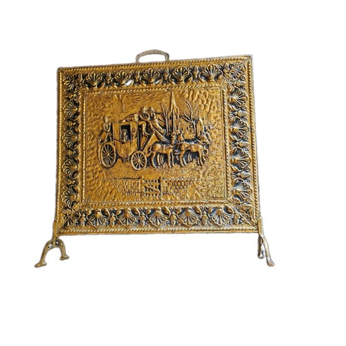 Brass fire screen guard - brass, horse
