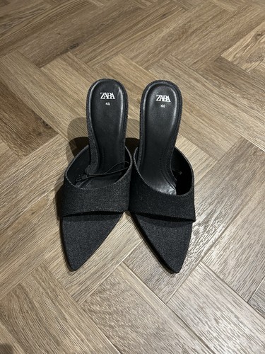 Zara black pointed toe mule - toe,