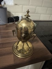  ANTIQUE VICTORIAN CHRISTOPHER DRESSER STYLE GILT COPPER EGG SHAPED VESSEL W LID