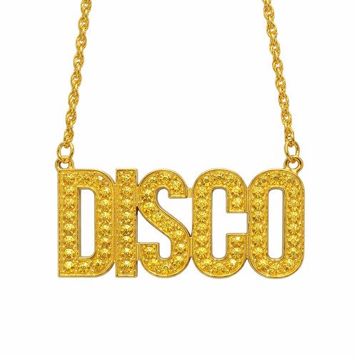 Gold disco medallion - gold, necklace
