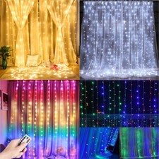 300 LED Curtain Fairy Lights String Indoor/Outdoor Backdrop Wedding Xmas Party