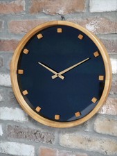Modern Wall Clock Wood Smoked Glass Large 38cm Contemporary Retro