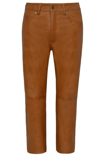 Men leather trousers tan - trousers,