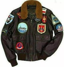 Men's TOM CRUISE TOP GUN PETE MAVERICK BOMBER LEATHER FLYING FLIGHT ARMY JACKET